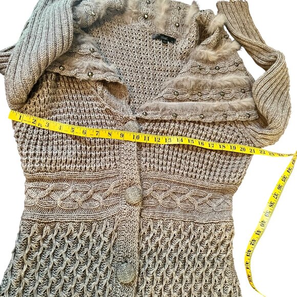 Sloni Brown Indie Chunky Knit Sweater Whimsigoth Granola Knit Fur Waffle Large - Picture 15 of 16